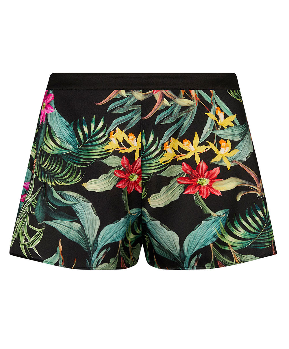 Short en satin de soie Lise Charmel Fleurs Étoiles éclat étoile (noir et multicolore) ALH0196-EE