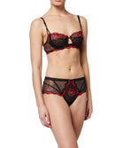 Shorty Lise Charmel Écrin Désir noir et rouge face