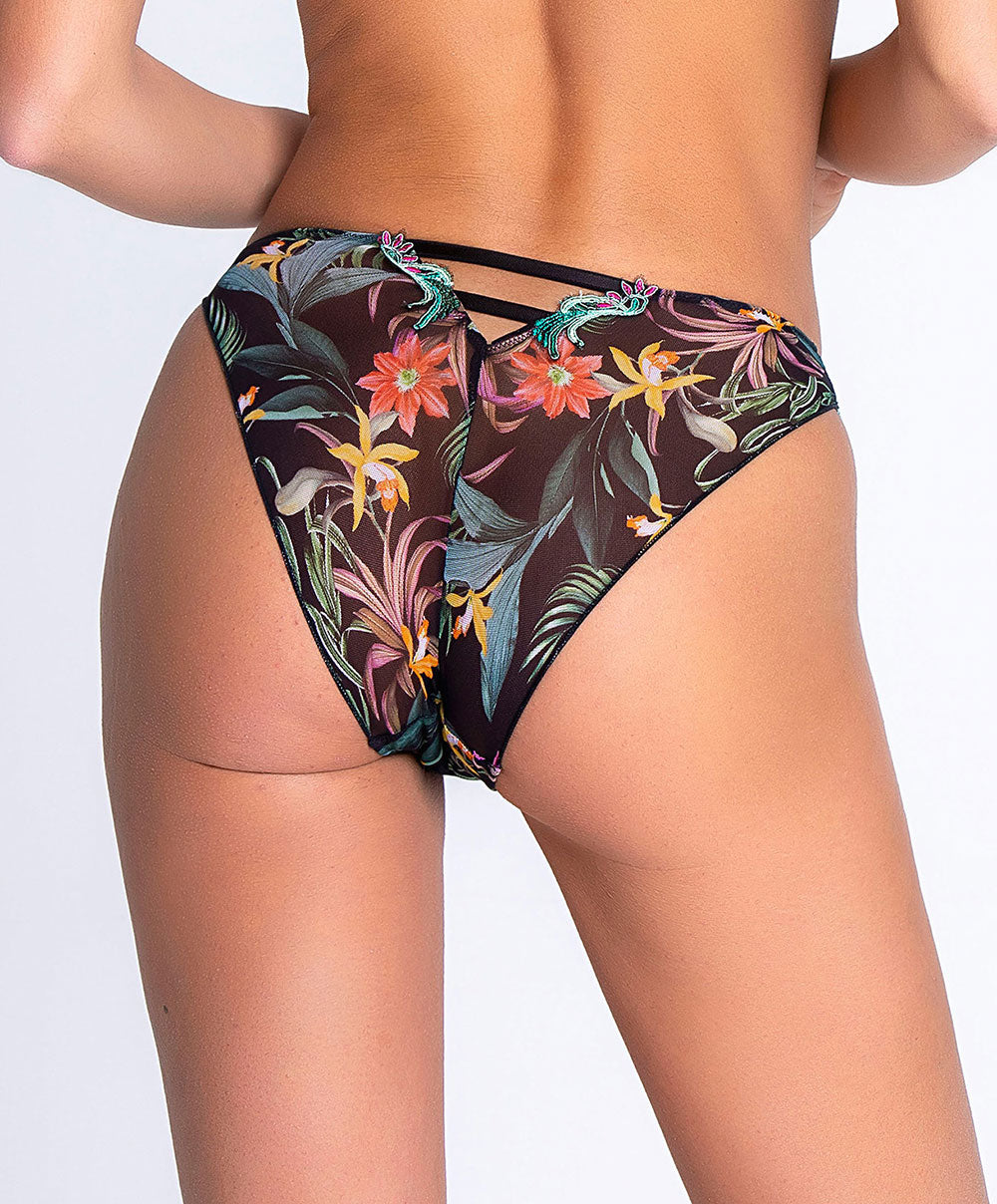 Slip "Séduction" Lise Charmel Fleurs Étoiles éclat étoile (noir et multicolore) ACH0796-EE