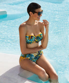 Slip de bain taille mi-haute échancrure ajustable Lise Charmel bain Evasion Jungle aqua ABB0656-JA