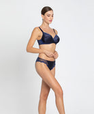 Slip dos opaque en soie Lise Charmel Splendeur Soie bermudes bleu ACC0280-BS