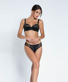 Slip dos opaque en soie Lise Charmel Splendeur Soie noir ACC0280-NO