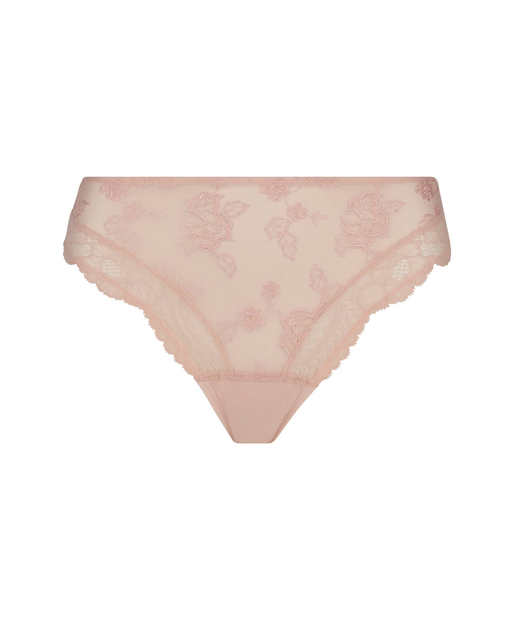 Slip dos opaque Lise Charmel Sublime en Dentelle rose poudre ACH0213-OS 