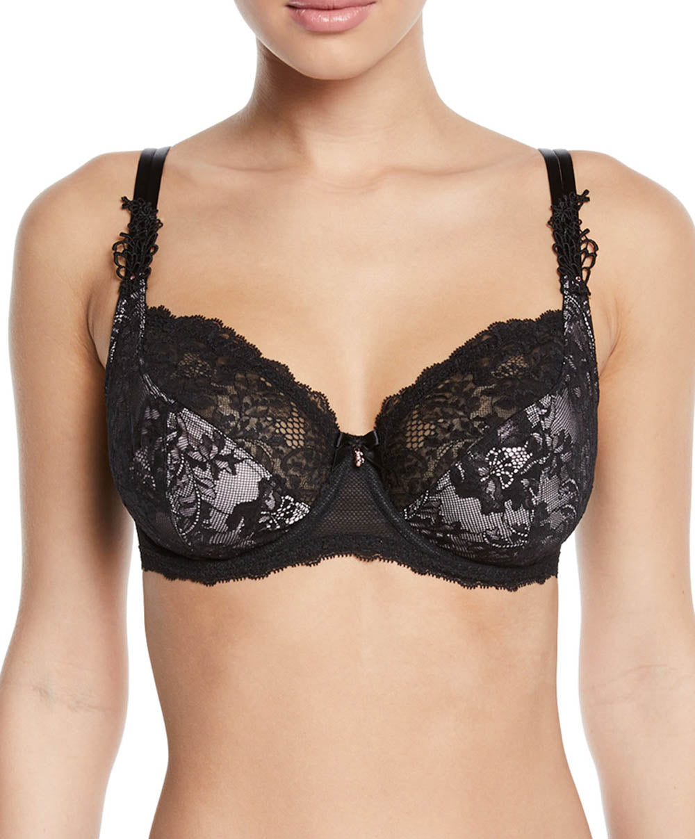 Soutien-gorge armature Résille lotus Noir lilas Lise Charmel ACG6025-NL