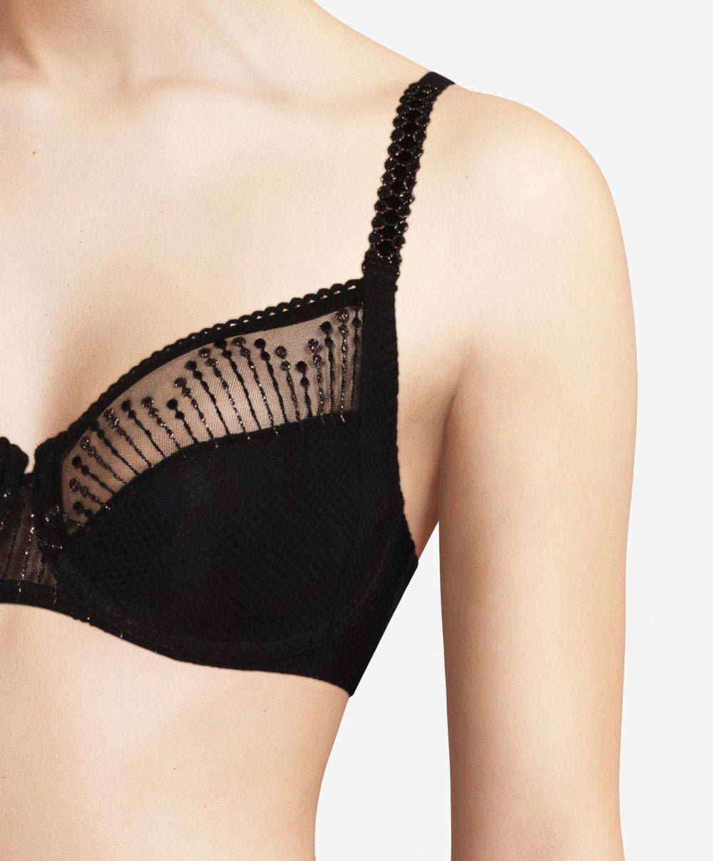 Soutien-gorge armatures grande taille Chantelle Luminesce noir or C19K10-0A1