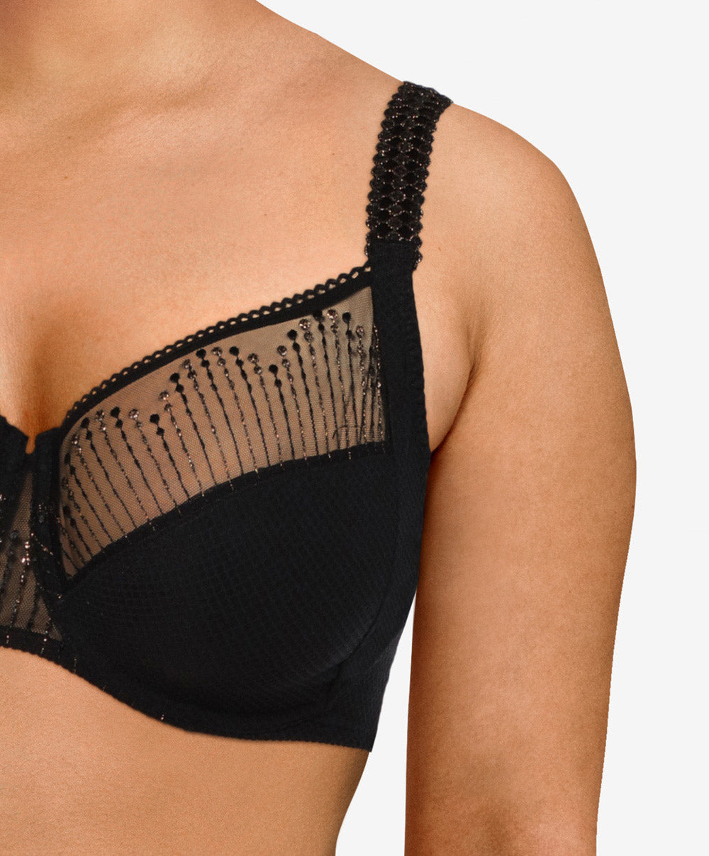 Soutien-gorge armatures grande taille Chantelle Luminesce noir or C19K10-0A1