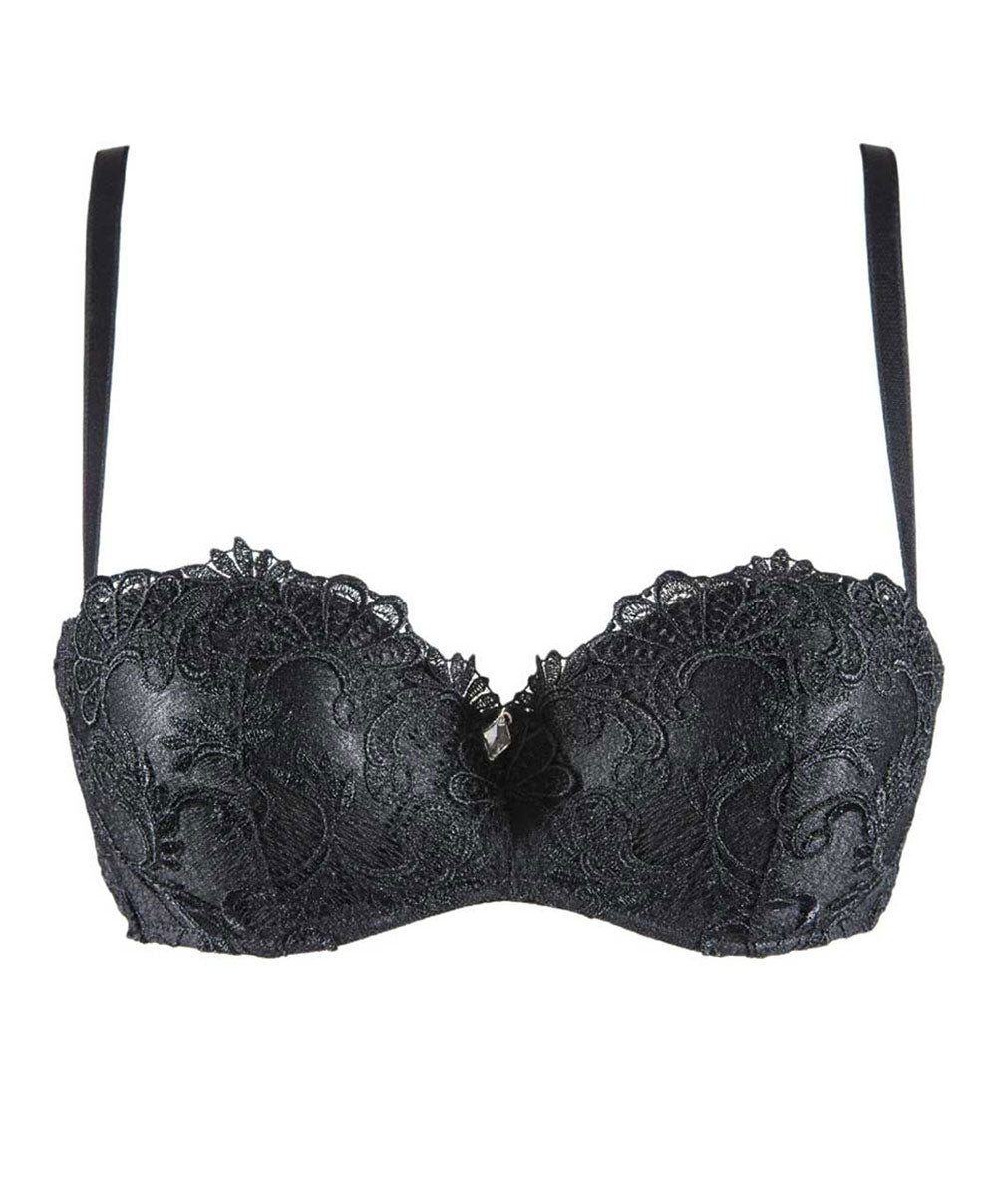 Soutien-gorge bandeau bretelles amovibles Lise Charmel Dressing Floral noir ACC5688-NO