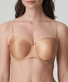 Soutien-gorge bandeau moulé lisse bretelles amovibles invisible à armatures PrimaDonna Satin cognac 0161331-COG