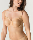 Soutien-gorge bandeau moulé lisse bretelles amovibles invisible à armatures PrimaDonna Satin cognac 0161331-COG