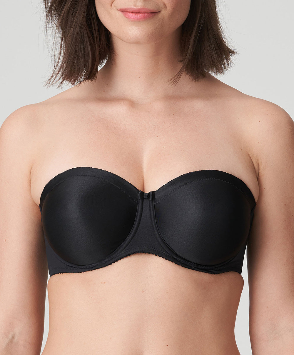 Soutien-gorge bandeau moulé lisse bretelles amovibles invisible à armatures PrimaDonna Satin noir 0161331-ZWA