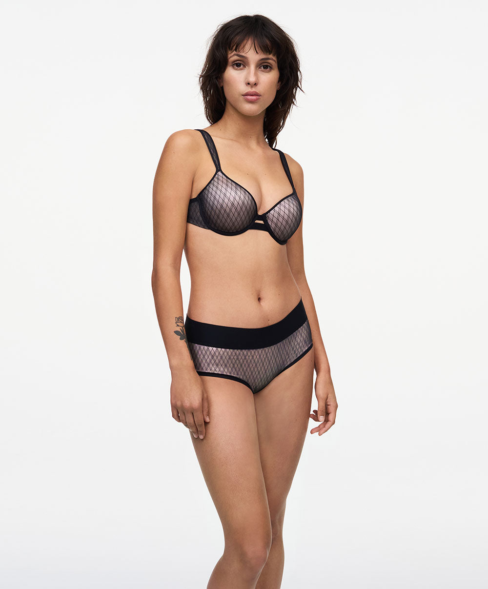Soutien-gorge coque à mémoire de forme enveloppant Chantelle Smooth Lines noir beige C11N60-0DS