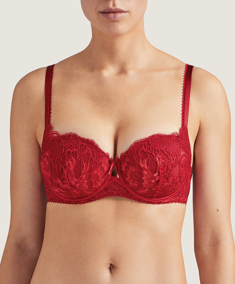 Soutien-gorge coque forme corbeille rouge Aube Amoureuse rouge Aubade QA04-ROAM