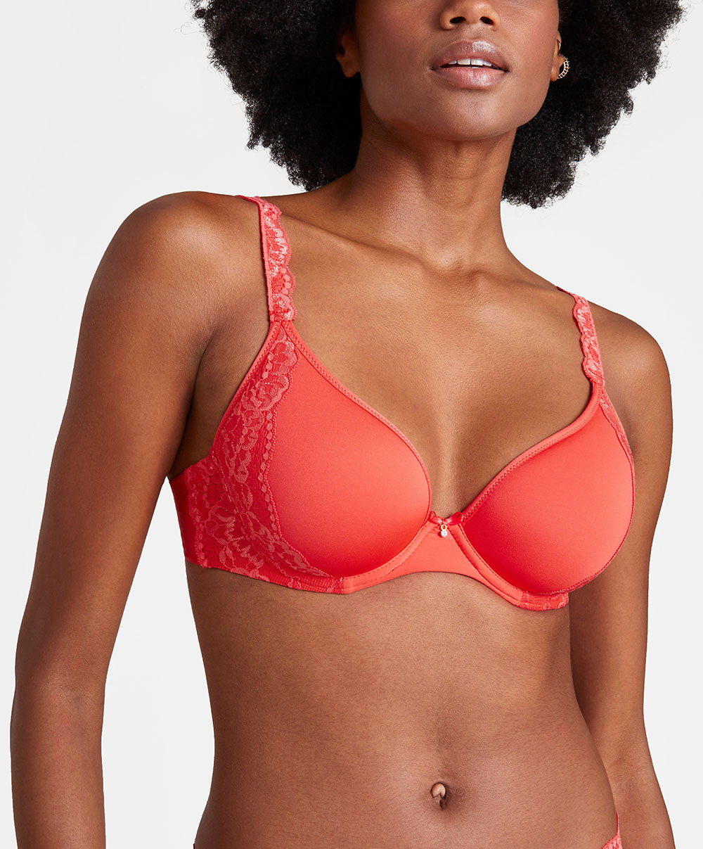 Soutien-gorge coque moulé lisse spacer plongeant Sweetessence grenadine Aubade IKN09-GRND