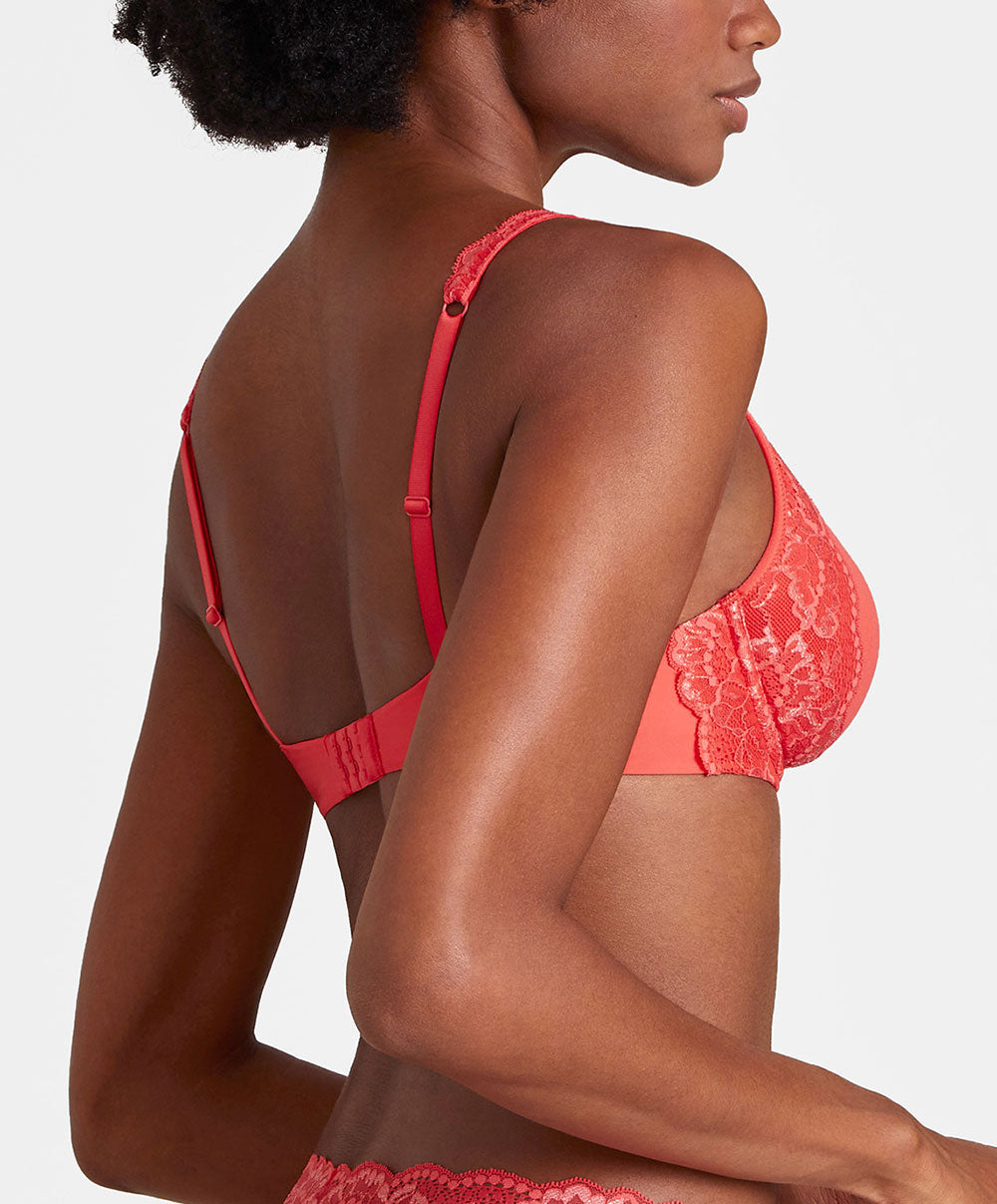 Soutien-gorge coque moulé lisse spacer plongeant Sweetessence grenadine Aubade IKN09-GRND