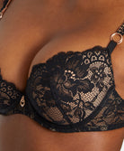 Soutien-gorge push-up coque plunge Night Bird black queen Aubade RDN08-BQUE