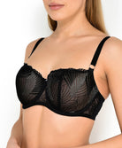 Soutien-gorge corbeille couture verticale grande taille Antinéa de Lise Charmel Bijou de Nuit noir argent DCG3403-NA