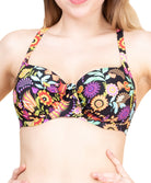 Soutien-gorge de bain corbeille grande taille La Muse en Fleurs bouquet radieux noir Antigel Bain FBB3530-BR