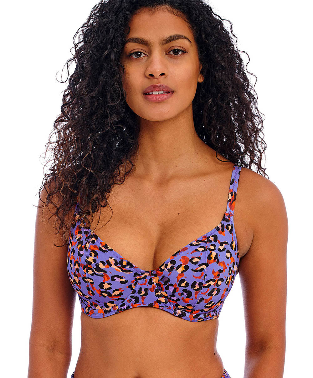 Soutien-gorge de bain décolleté plongeant grande taille Santiago nights Leopard Freya swim AS205602-LED