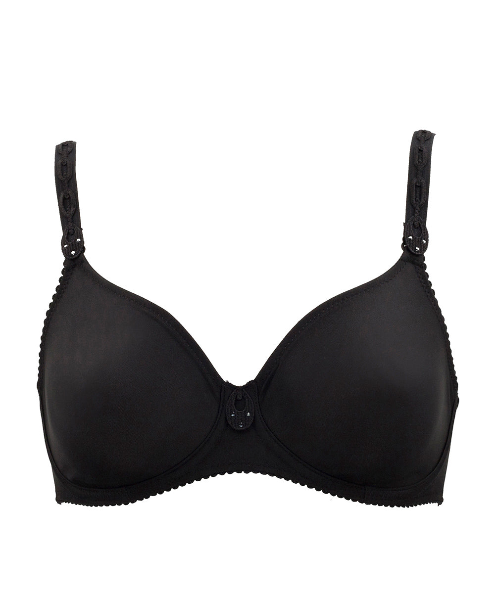 Soutien-gorge emboitant moulé grande taille à armatures invisible PrimaDonna Satin noir 0161332-0161333-ZWA