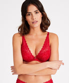 Soutien-gorge foulard triangle plunge effet push rouge Rosessence rouge gala Aubade HK81-GALA