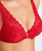 Soutien-gorge foulard triangle plunge effet push rouge Rosessence rouge gala Aubade HK81-GALA