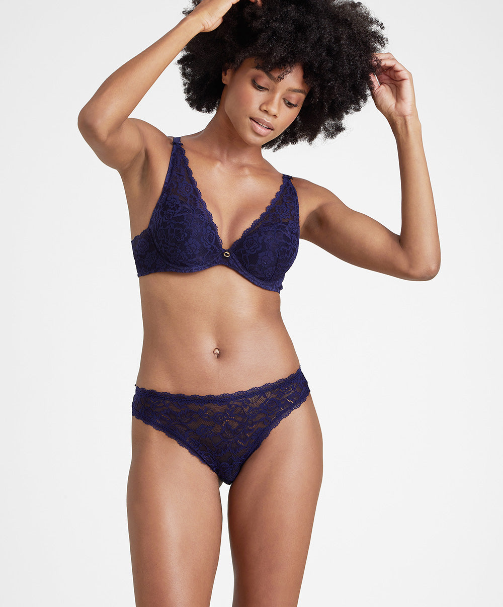 Soutien-gorge foulard triangle plunge effet push Rosessence nocturne Aubade HK81-6-NOTU