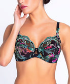 Soutien-gorge grande taille armature bien-être Lise Charmel Fleurs Étoiles éclat étoile (noir et multicolore) BCH6196-EE