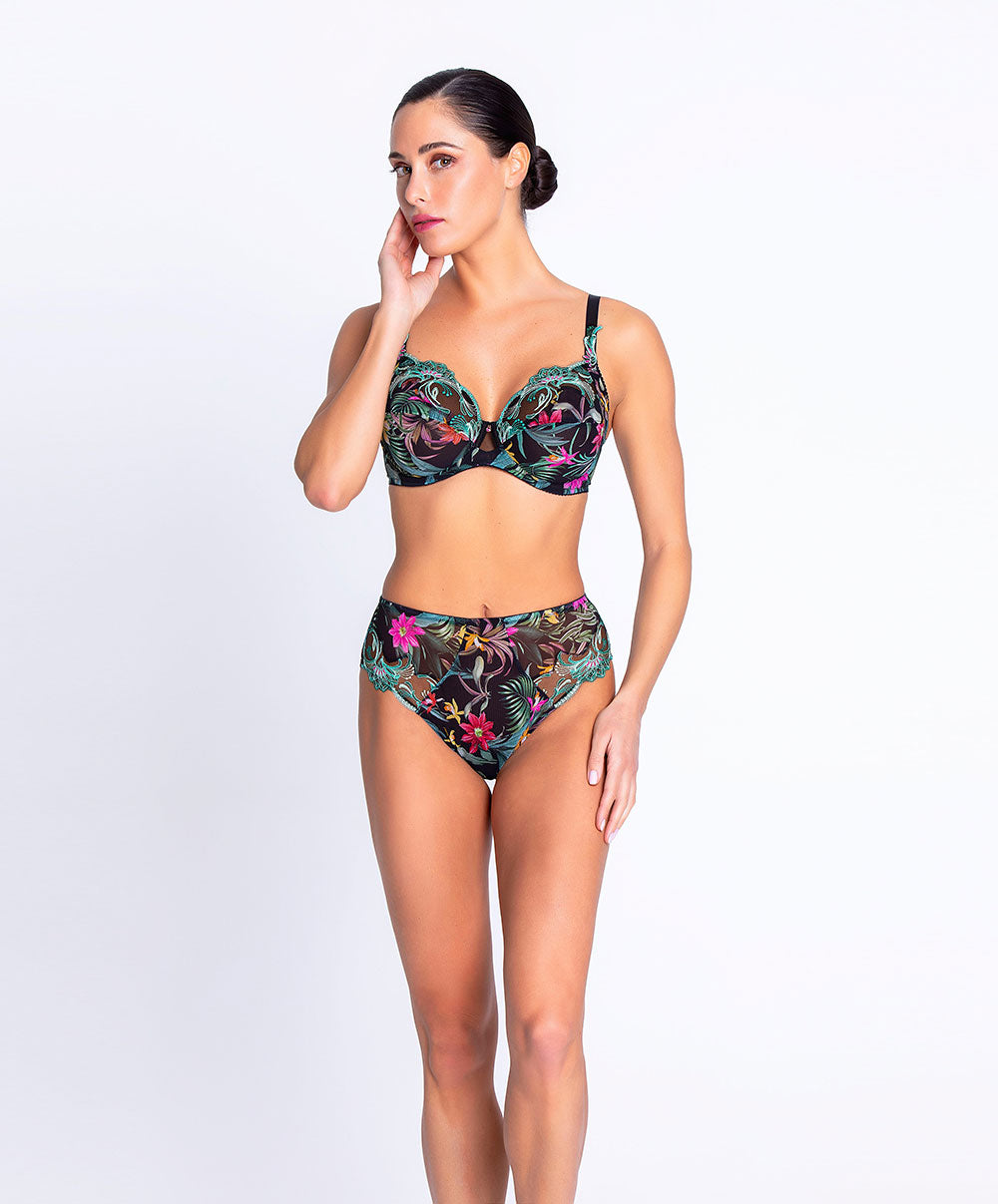 Soutien-gorge grande taille armature bien-être Lise Charmel Fleurs Étoiles éclat étoile (noir et multicolore) BCH6196-EE