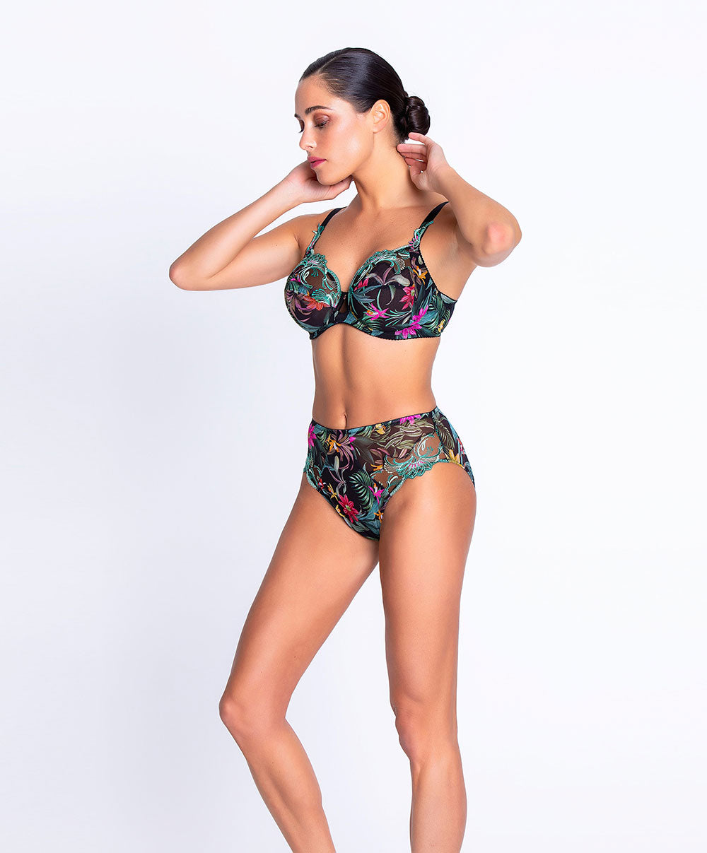 Soutien-gorge grande taille armature bien-être Lise Charmel Fleurs Étoiles éclat étoile (noir et multicolore) BCH6196-EE