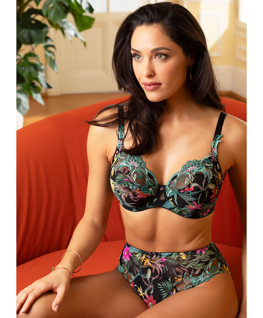 Soutien-gorge grande taille armature bien-être Lise Charmel Fleurs Étoiles éclat étoile (noir et multicolore) BCH6196-EE