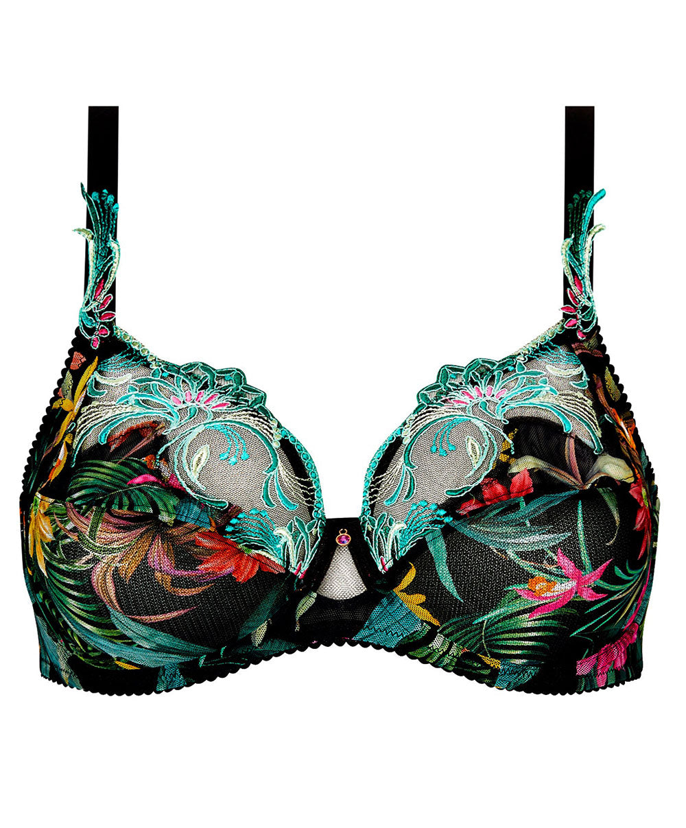 Soutien-gorge grande taille armature bien-être Lise Charmel Fleurs Étoiles éclat étoile (noir et multicolore) BCH6196-EE