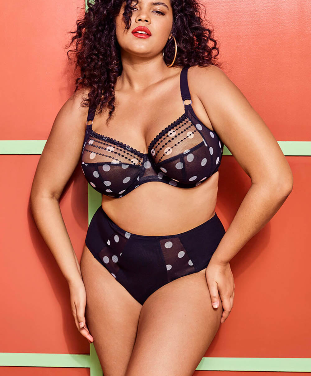Soutien-gorge grande taille armature plongeant Elomi Matilda Black dot EL8900-BDT