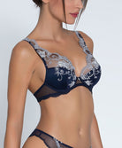 Soutien-gorge mousse à armatures forme triangle Lise Charmel Déesse en Glam marine argent ACH7015-MA