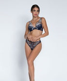 Soutien-gorge mousse à armatures forme triangle Lise Charmel Déesse en Glam marine argent ACH7015-MA