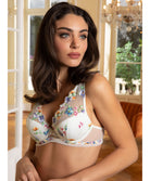 Soutien-gorge mousse armatures forme triangle à fleurs Lise Charmel Baisers Légers bleus et blanc ACH7039-BR