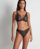 Soutien-gorge plongeant foulard Flowermania Noir Aubade LAN81-NOIR