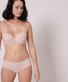 Soutien-gorge moulé décolleté plongeant spacer bretelles multipositions Simone Pérèle Andora poudre 131316-383