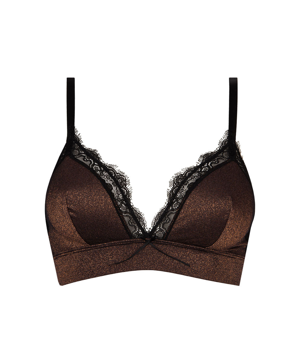 Soutien-gorge brassière sans armature bralette Antigel de Lise Charmel Disco Dentelle cuivre ECH6646-CD