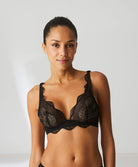 Soutien-gorge triangle en dentelle sans armatures Simone Pérèle Karma noir 12V250-015