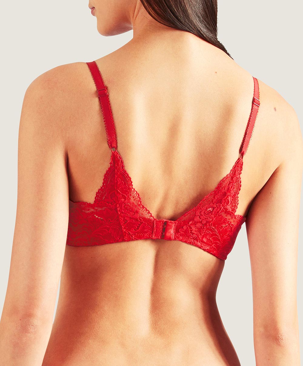 Soutien-gorge triangle plunge rouge Rosessence rouge gala Aubade HK12-GALA