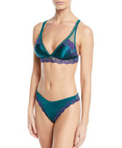 Soutien-gorge en soie sans armatures triangle Lise Charmel Splendeur soie turquoise ACC6580-ST face