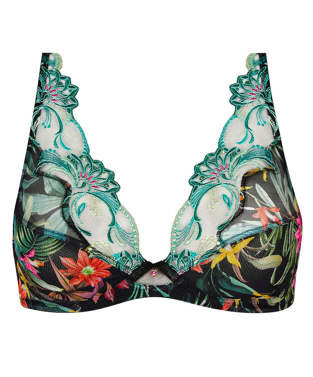 Soutien-gorge triangle sexy "Glamour" Lise Charmel Fleurs Étoiles éclat étoile (noir et multicolore) ACH7496-EE