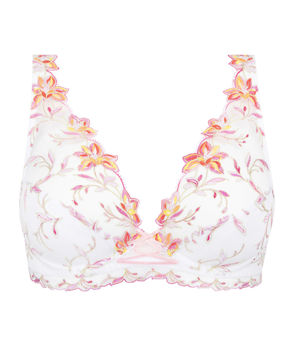 Soutien-gorge triangle sexy "Glamour" à fleurs Lise Charmel Été Frivole blanc ACH7463-BF