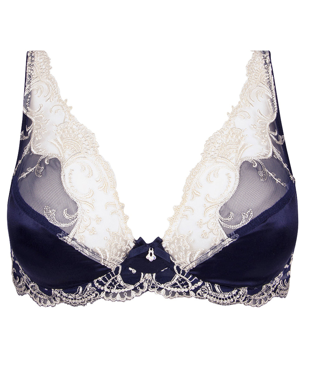 Soutien-gorge triangle sexy en soie Lise Charmel Splendeur Soie marine ACC7480-SM 100