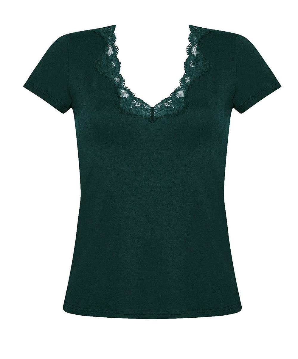 T-shirt manches courtes col en V Antigel de Lise Charmel Simply Perfect vert anglais ENA9106-VA 101