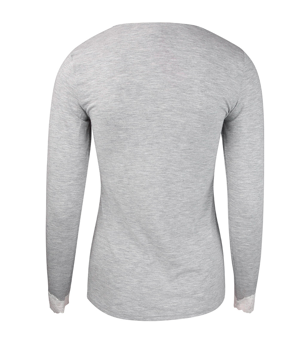 T-shirt manches longues col V Antigel de Lise Charmel Simply Perfect chiné gris ENA2006-CG