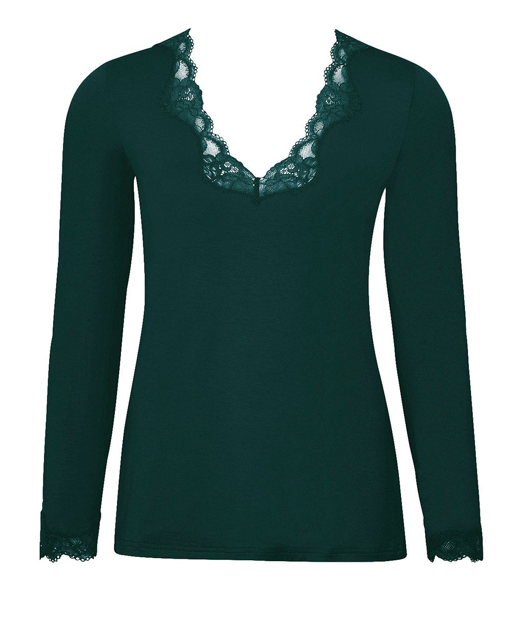 T-shirt manches longues col V Antigel de Lise Charmel Simply Perfect vert anglais ENA2006-VA 101