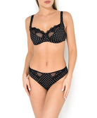Tanga Antinéa de Lise Charmel Pois Glamour noir camel CCC0036-NC face