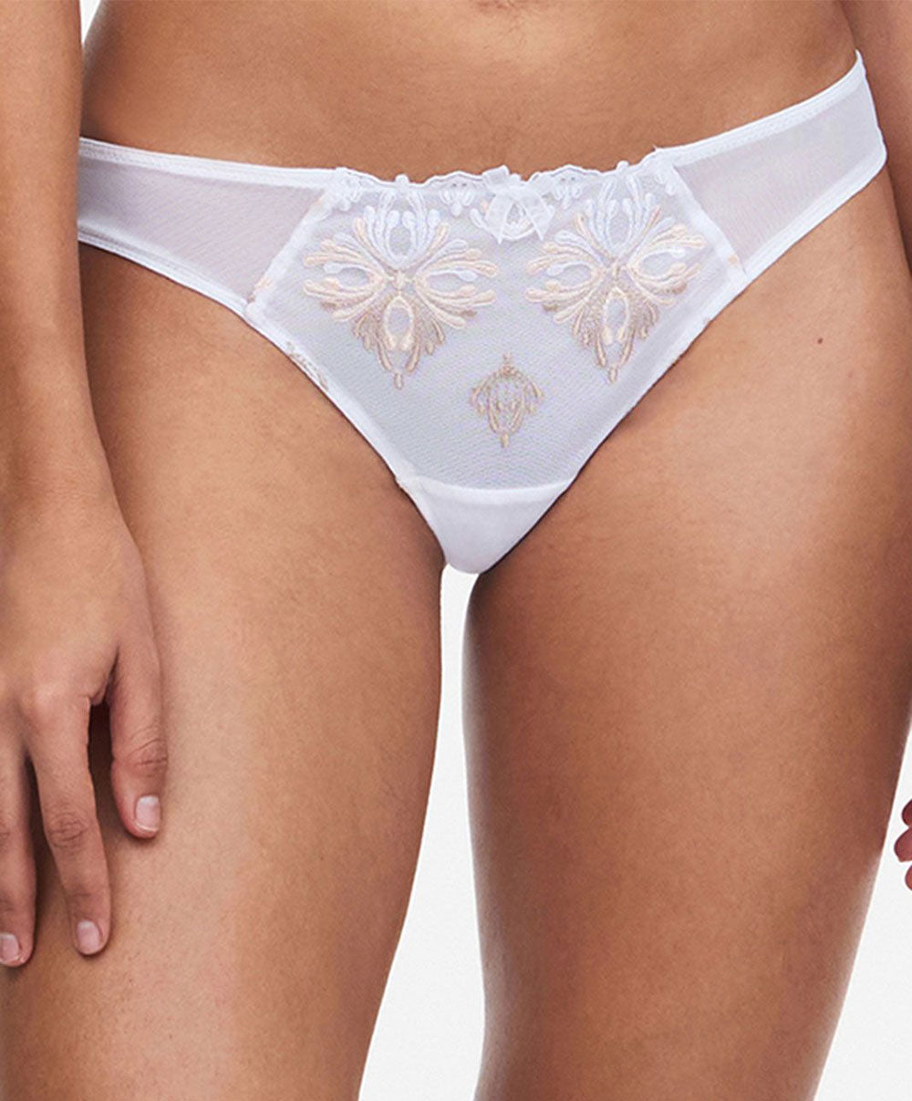 Tanga Chantelle Champs Elysées blanc marron C26090-0QS