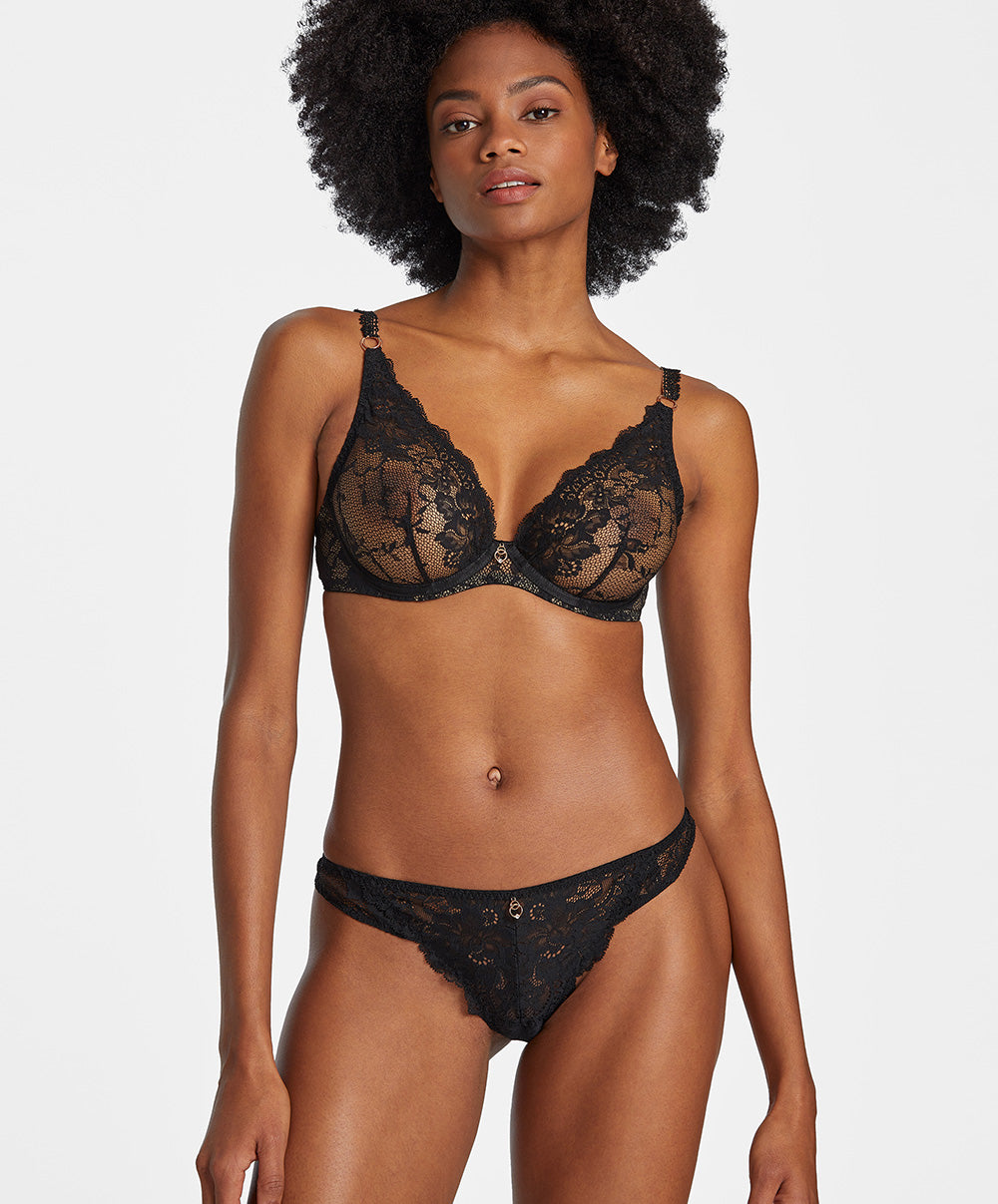 Tanga Night Bird black queen Aubade RD26-BQUE